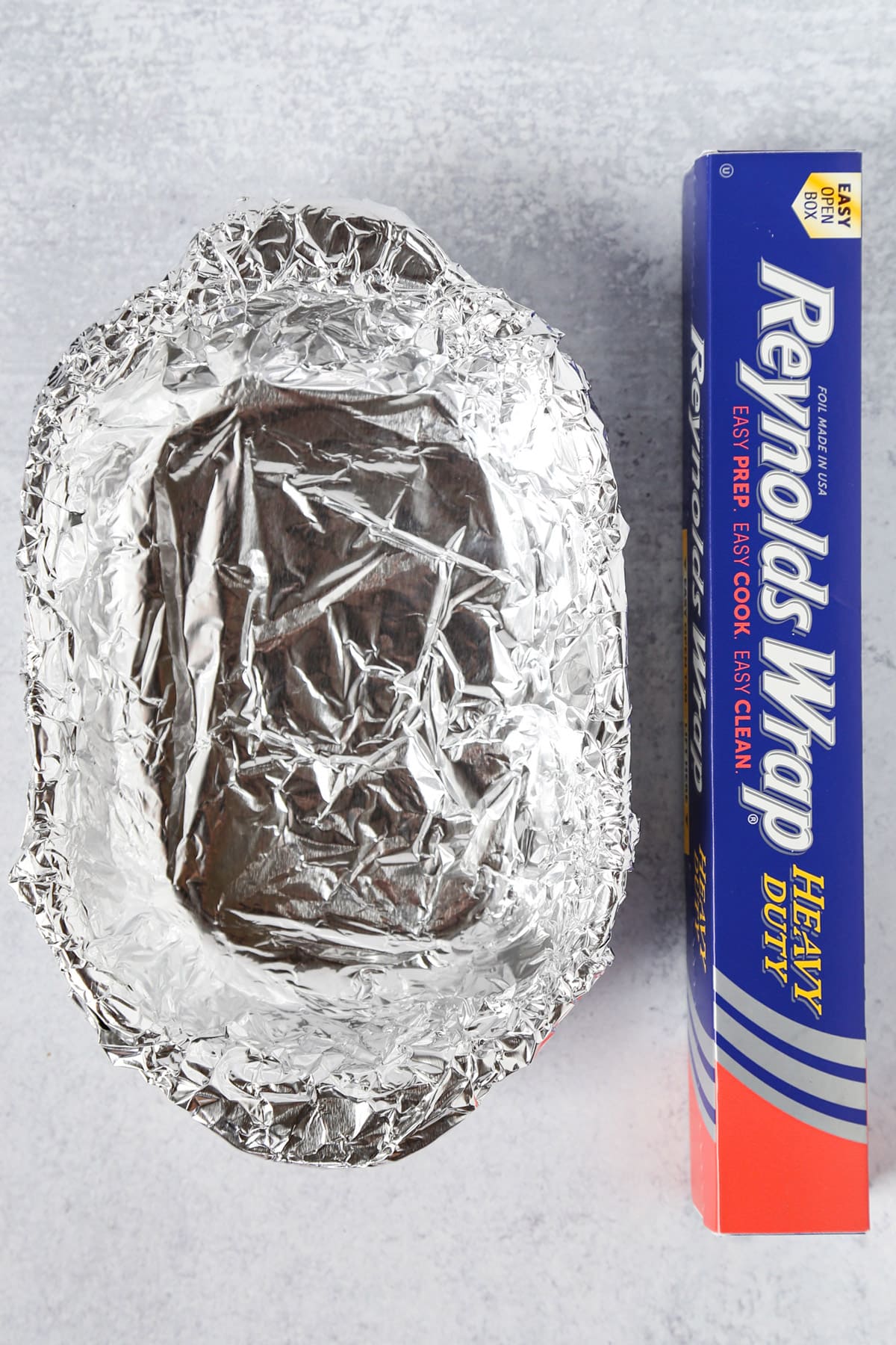 baking dish wrapped in foil