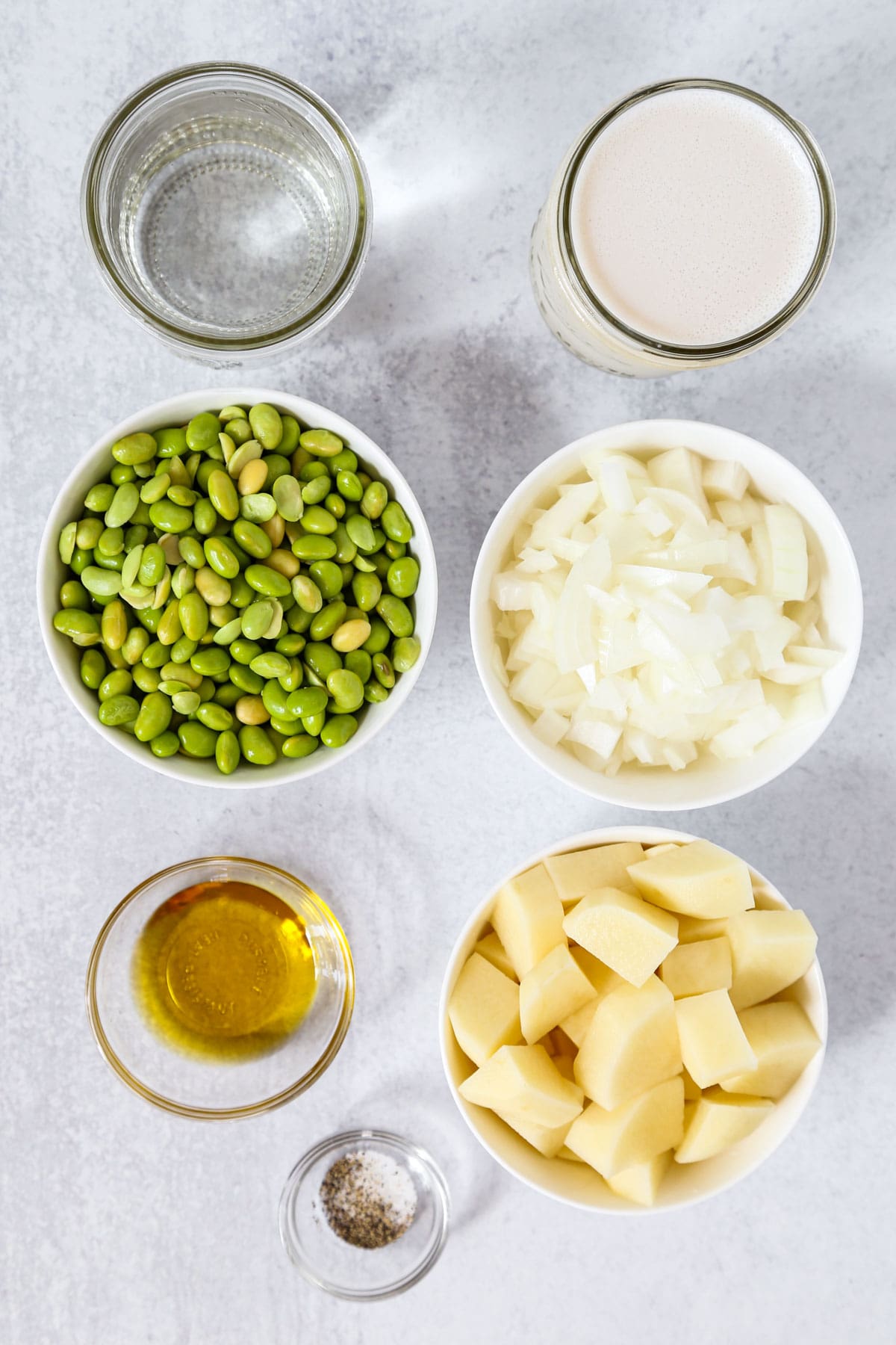 ingredients for potato edamame soup