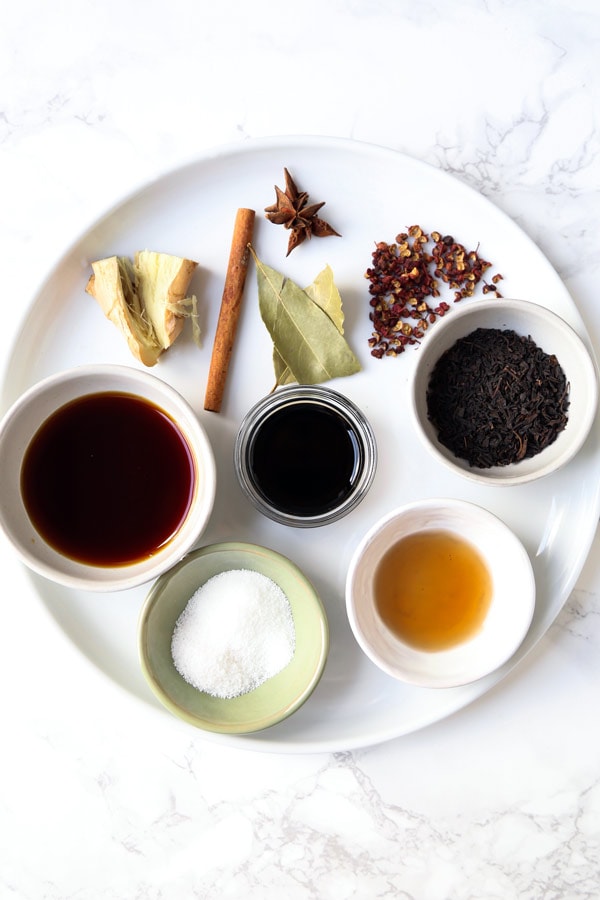 Ingredients for Chinese tea eggs