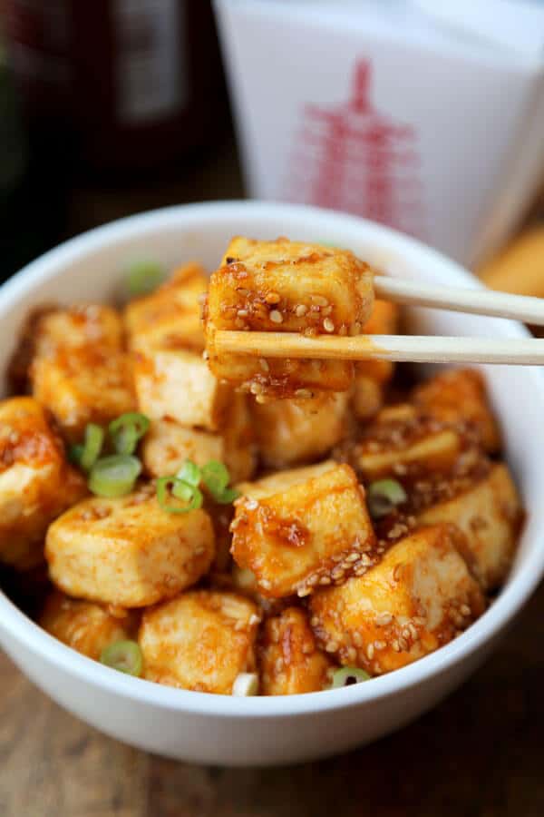 honey sriracha tofu