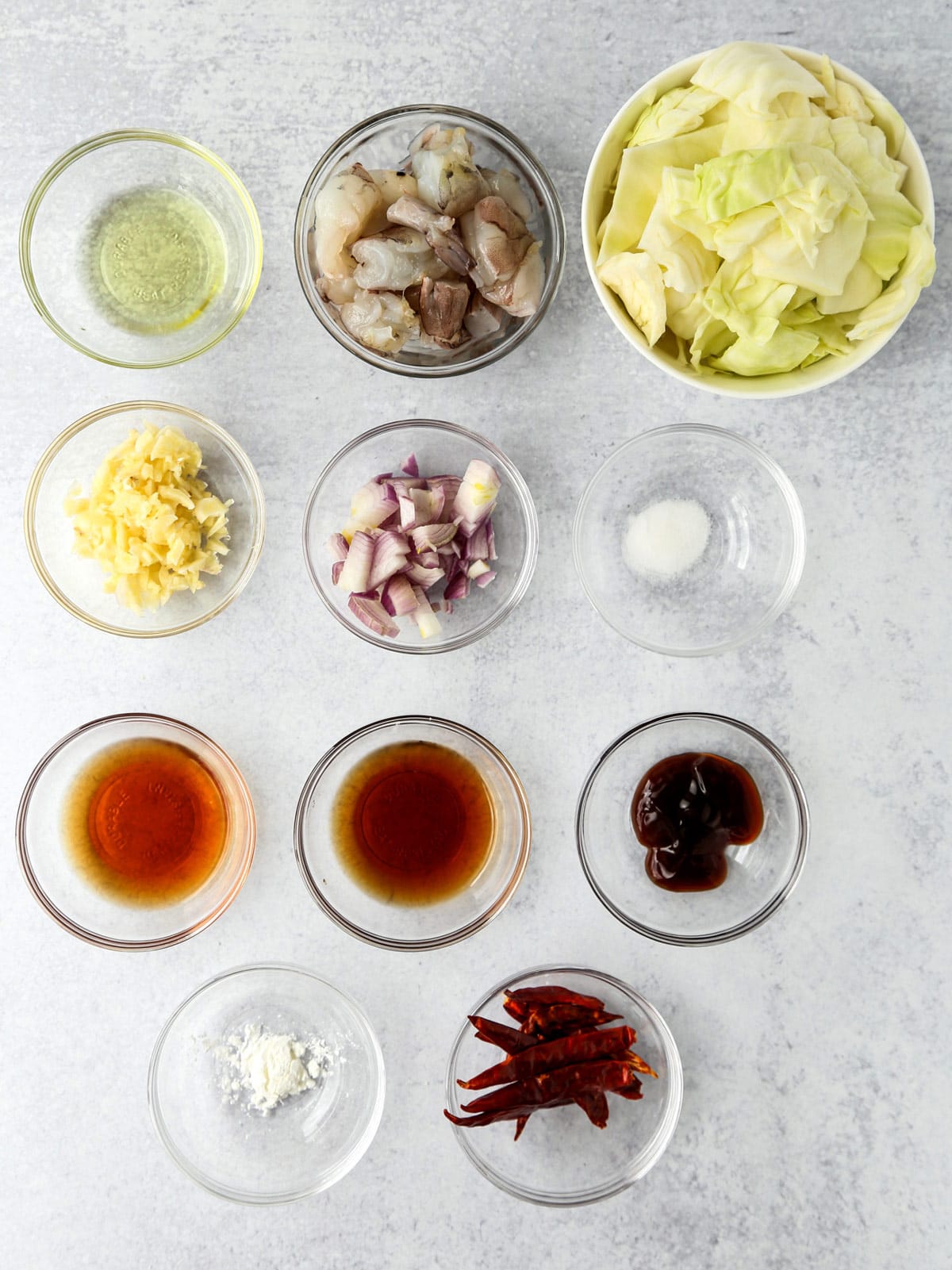 Ingredients for cabbage stir fry