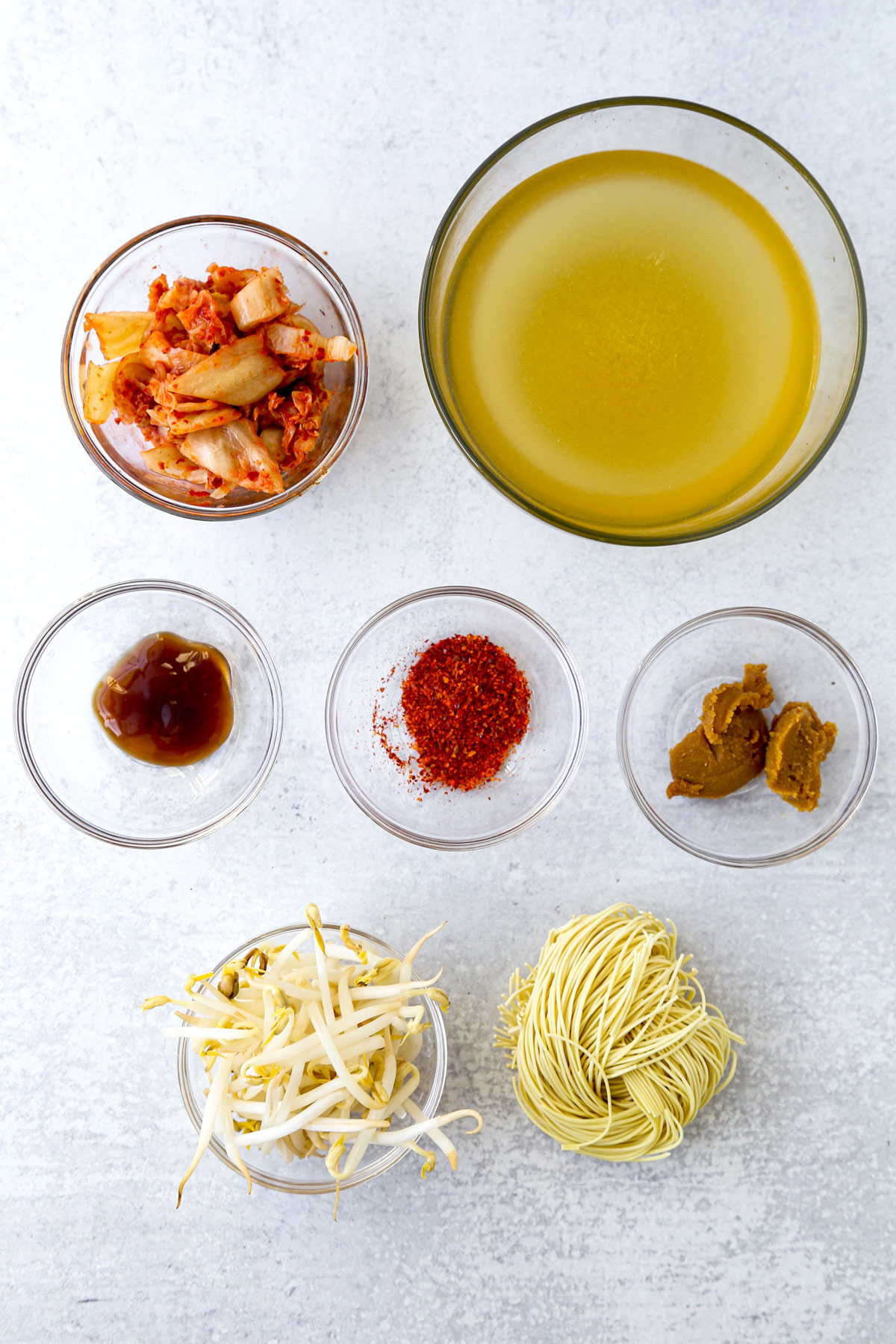 ingredients for kimchi miso ramen