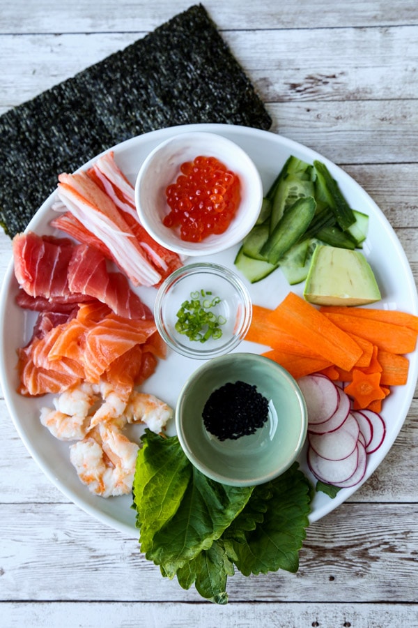 ingredients for temari sushi