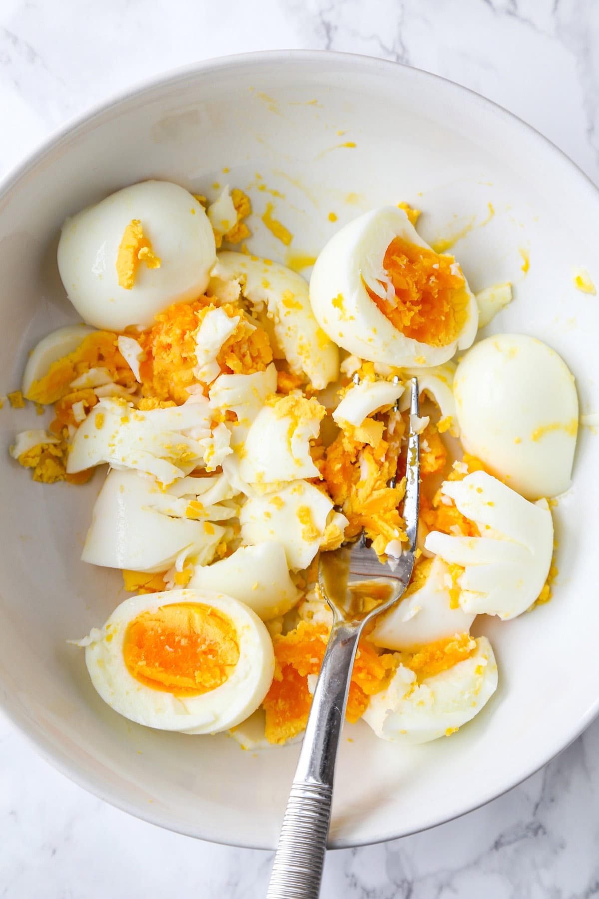 Mashed boiled eggs