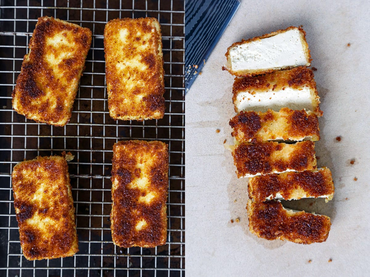 sliced tofu katsu