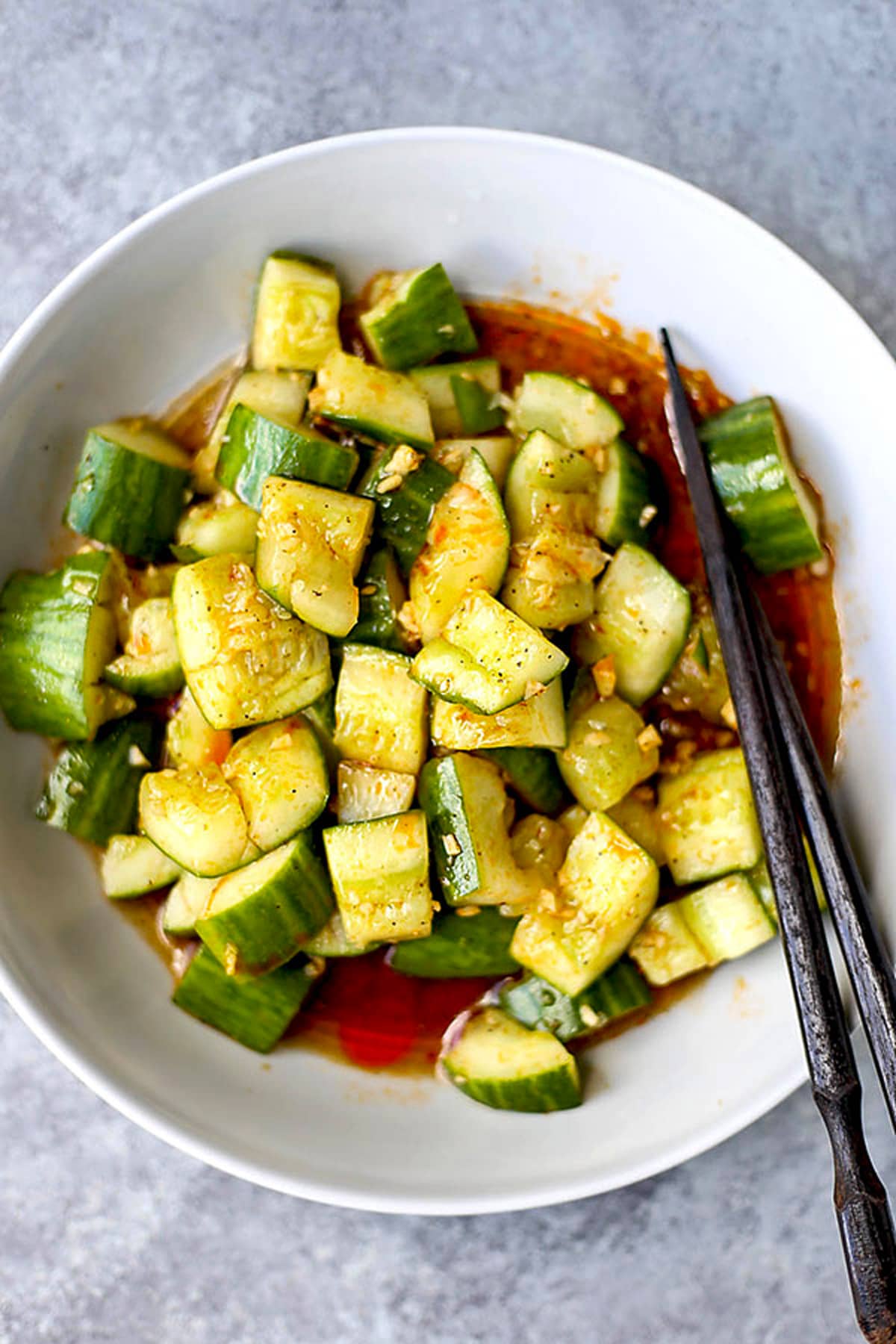 smacked cucumber with chili oil